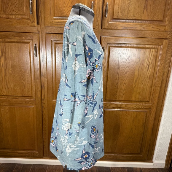 Patagonia Organic Cotton Floral Dress Blue Long Sleeve XL - Picture 4 of 8